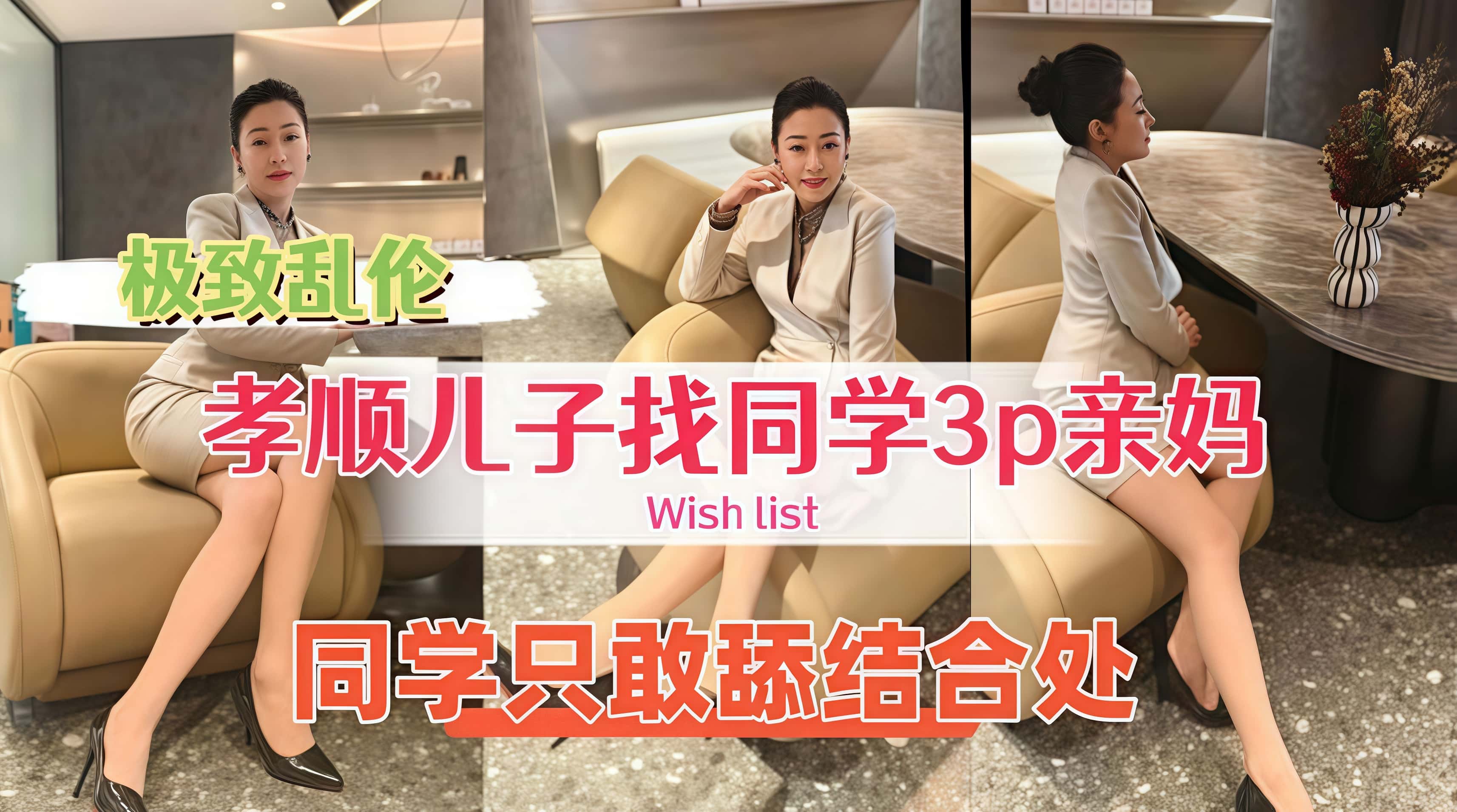 牛逼儿子找来好兄弟来操自己的骚妈，处男同学只敢舔逼不敢操真的废